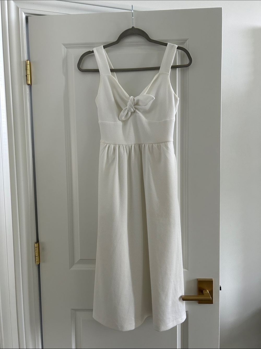 Draper James Cream Knot-Front Midi Dress